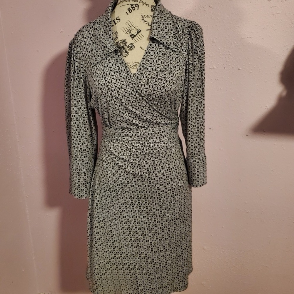 Laundry By Shelli Segal Black and White Geometric Dress NWT